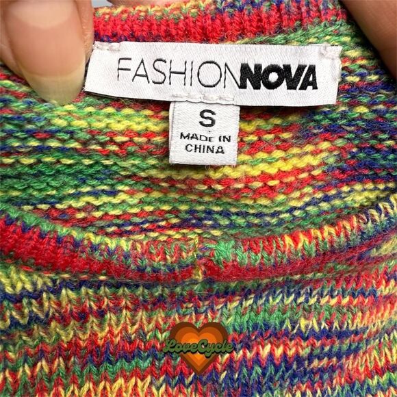 Women's Fashion Nova “Chasing Dreams” Multi-Color Cropped Sweater – Size S - Picture 5 of 5